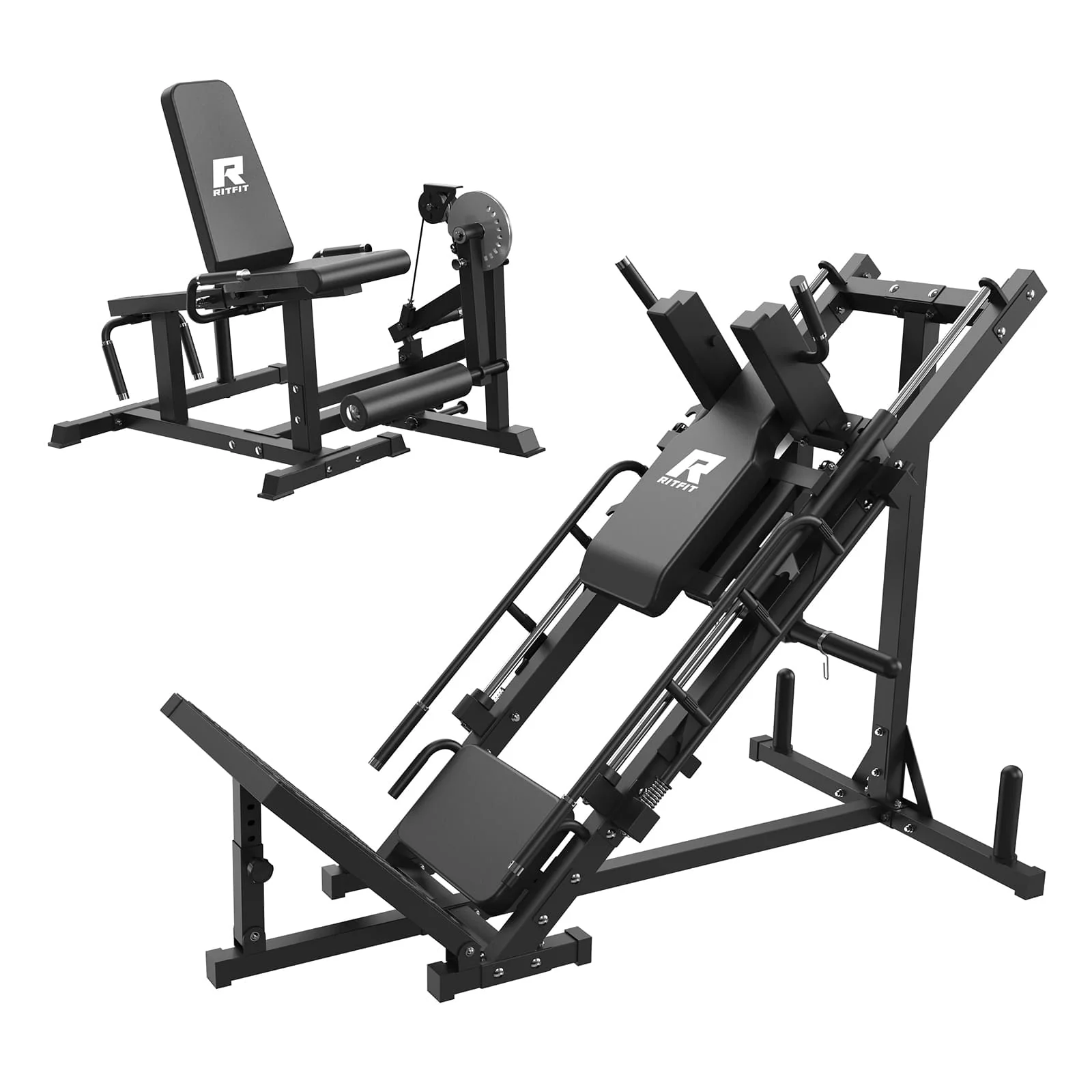 RitFit BLP01 45 Degree 3-in-1 Leg Press Hack squat & PLC01 Leg Extension Curl Machine Set for Home Gym