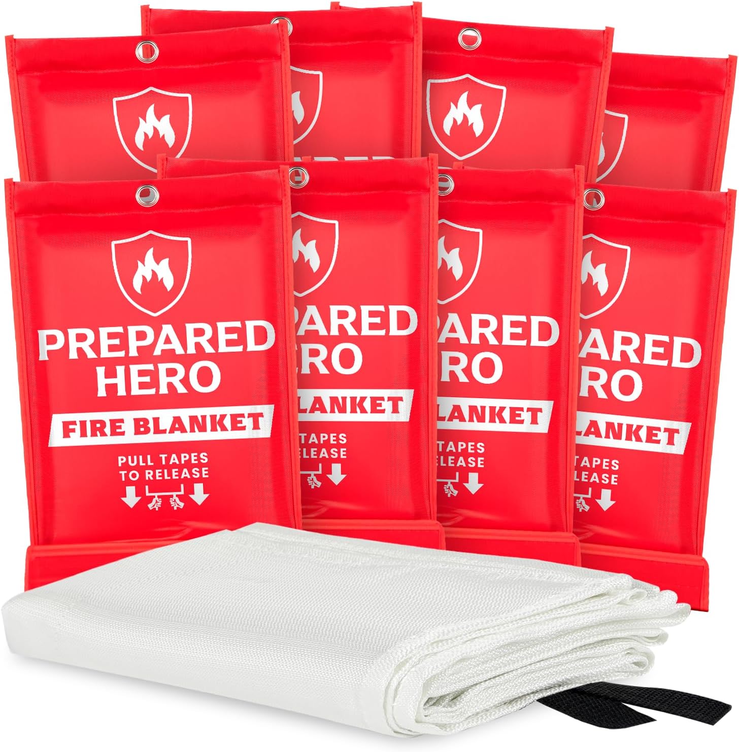 Prepared Hero Emergency Fire Blanket - 12 Pack - Fire Suppression Blanket for Kitchen, 40” x 40” Fire Blanket for Home, Fiberglass Fire Blanket