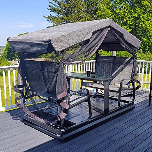 Outdoor Glider Benches for Outside Porch Patio Yard Retro Metal Glider Chair Outdoor