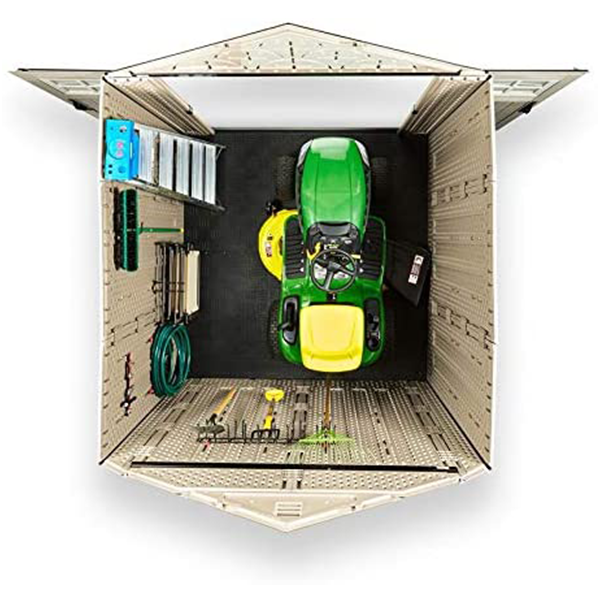 Outdoor Storage Shed, 7X7 feet, Resin Weather Resistant Outdoor Garden Storage Shed for Backyard, Garden, Tool Storage, Lawn, Garage Organizer, Sandstone