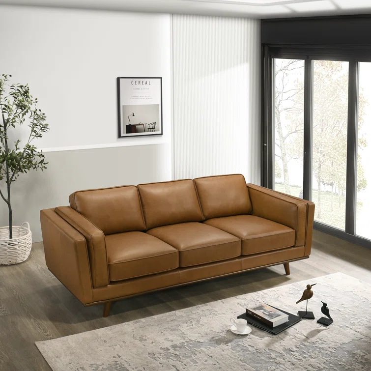 Rosanella 89'' Leather Sofa