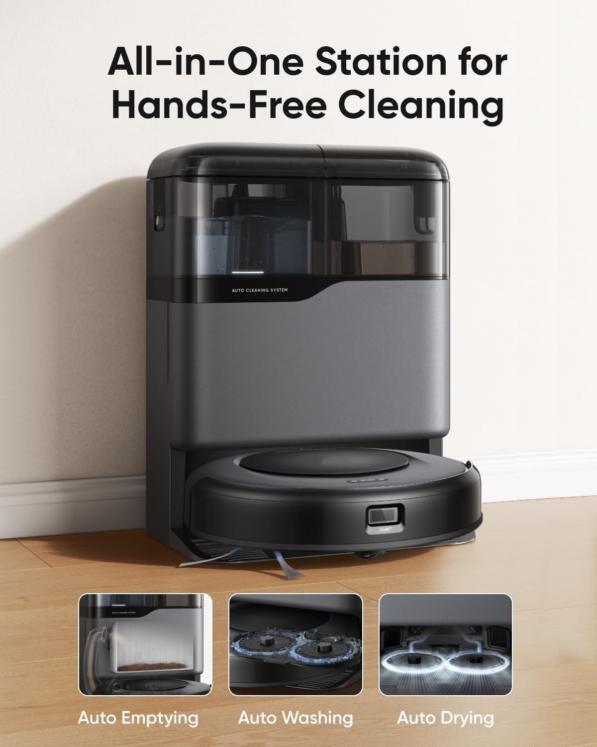 Robot Vacuum, Robot Vacuum and Mop Combo, Self Emptying, Auto Mop Washing and Auto Drying for hands-free cleaning, 3.35-Inch Ultra-Slim Body, 7000 Pa Powerful Suction, All-in-One Station