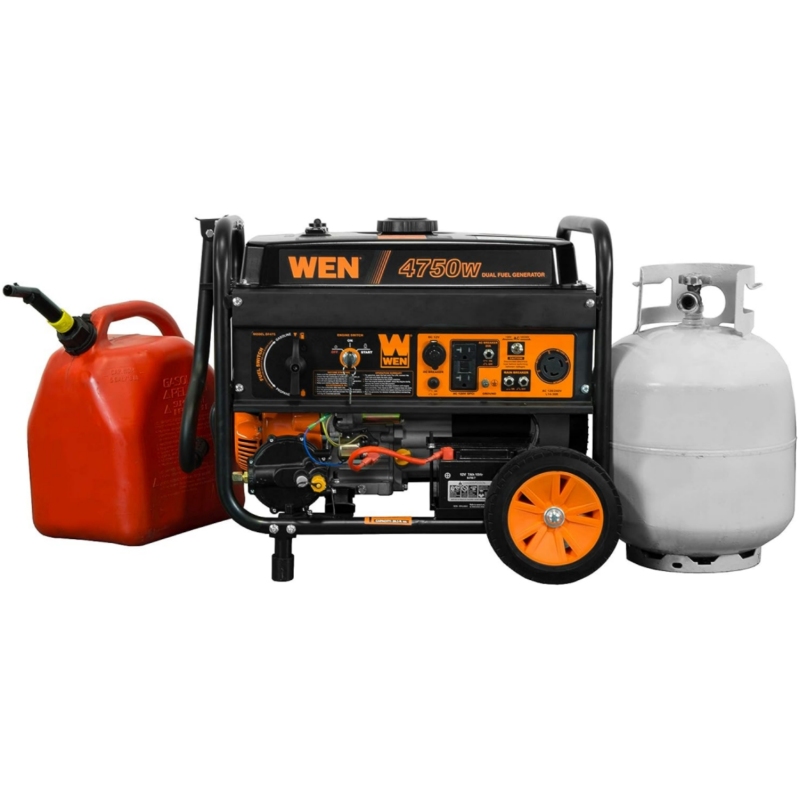 WEN DF475T Dual Fuel 240V Portable Generator with Electric Start Transfer Switch Ready, 4750-Watt, CARB Compliant