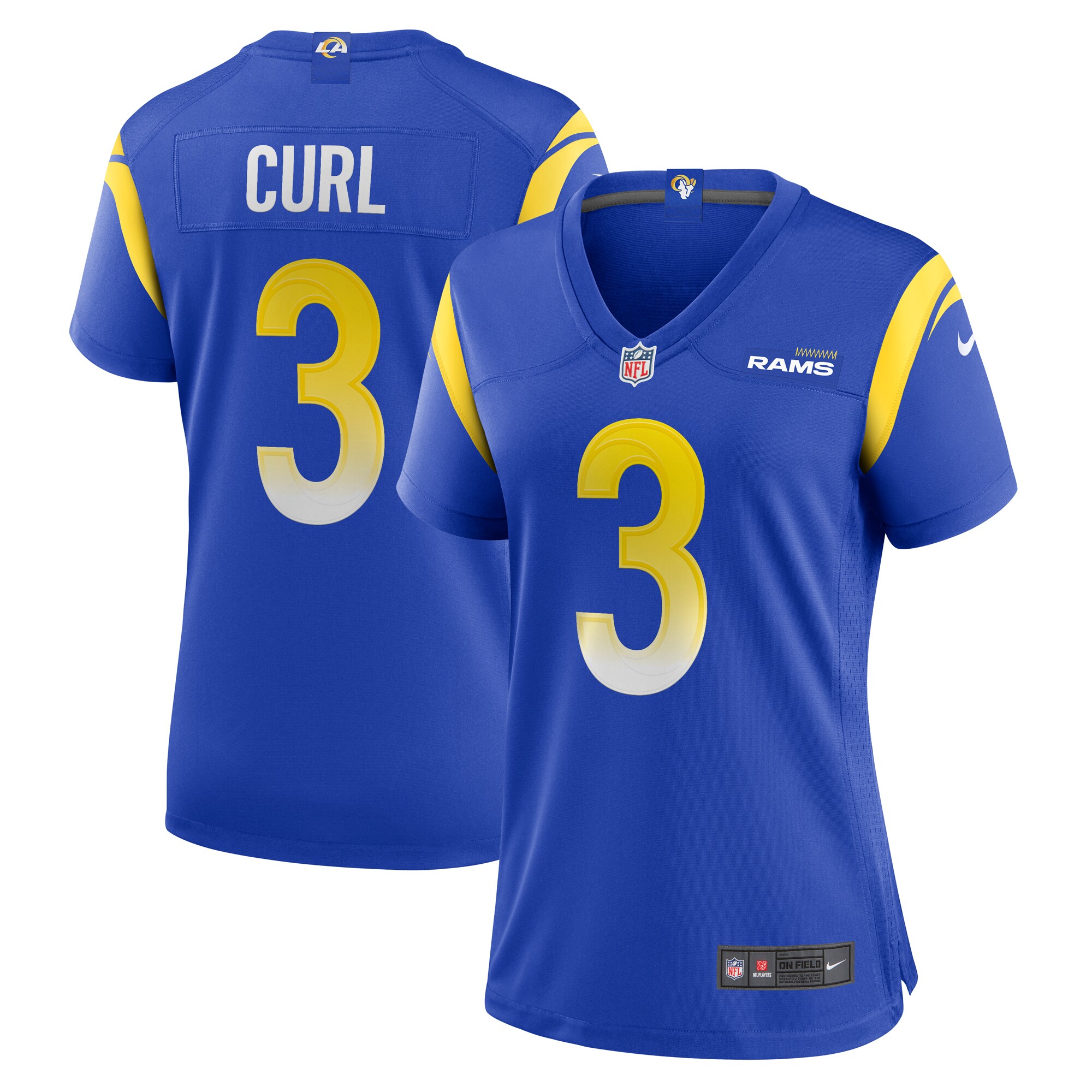 Kamren Curl Los Angeles Rams  Women's Team Game Jersey -  Royal