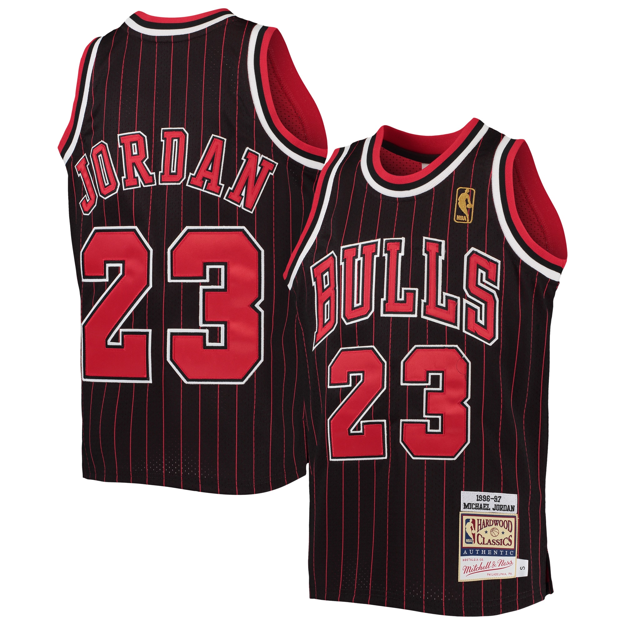Michael Jordan Chicago Bulls Mitchell & Ness Youth 1996-97 Hardwood Classics Authentic Jersey - Black\/Red