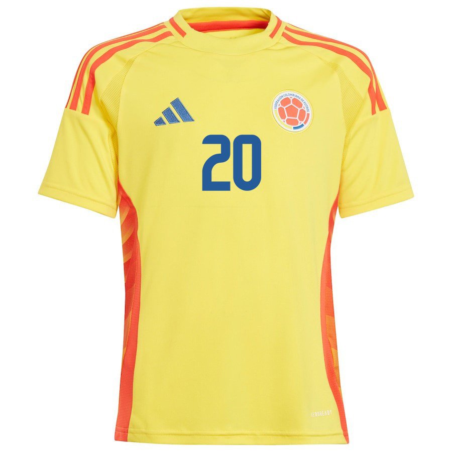 Juan Quintero 20 Colombia National Team 2024/25 Home YOUTH Jersey - Yellow