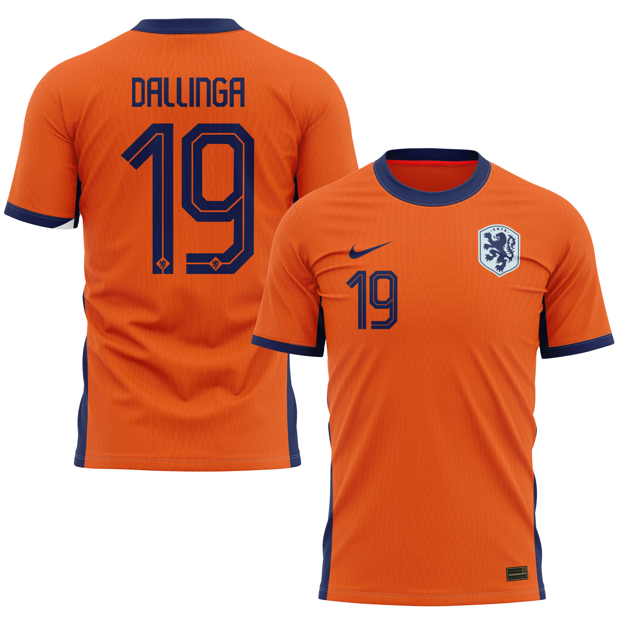 Thijs Dallinga 19 Netherlands National Team 2024 Home Kits AOP T-shirt - Orange