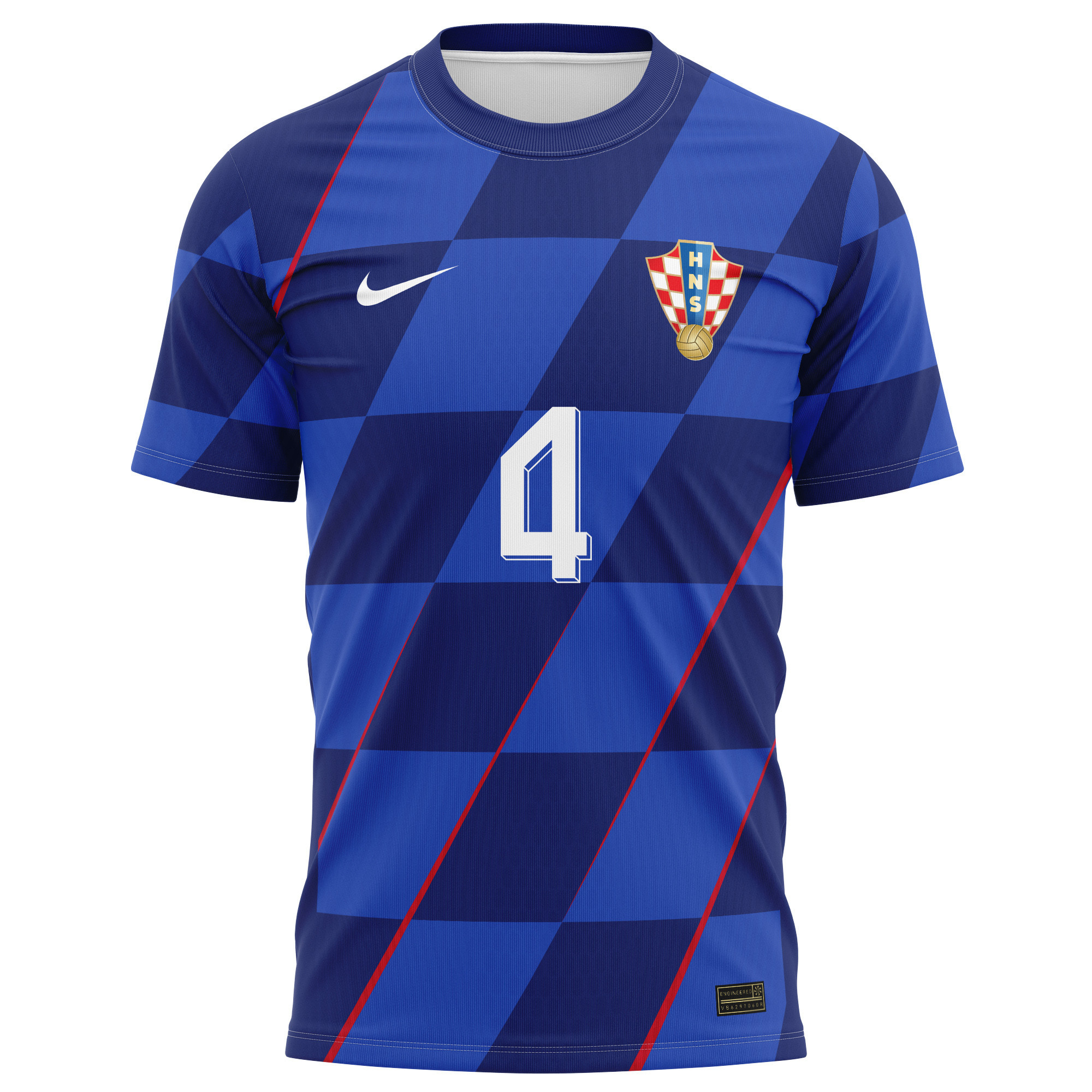 Ivan Perišić 4 Signed Croatia National Team 2024/25 Away Kits AOP T-shirt Autographed - Navy