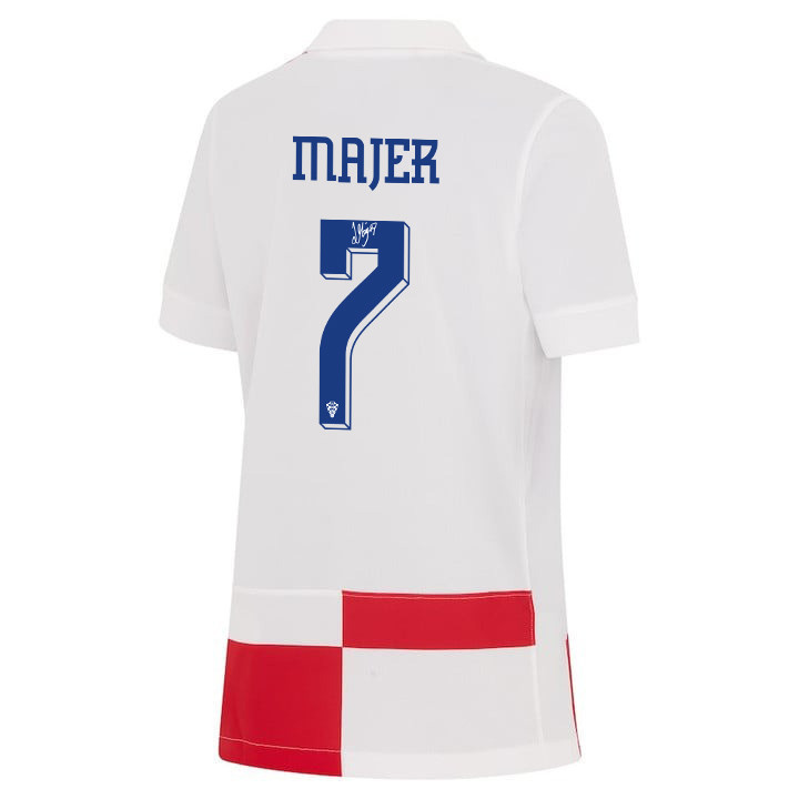 Lovro Majer 7 Signed Croatia National Team 2024 Home YOUTH Jersey Autographed - White