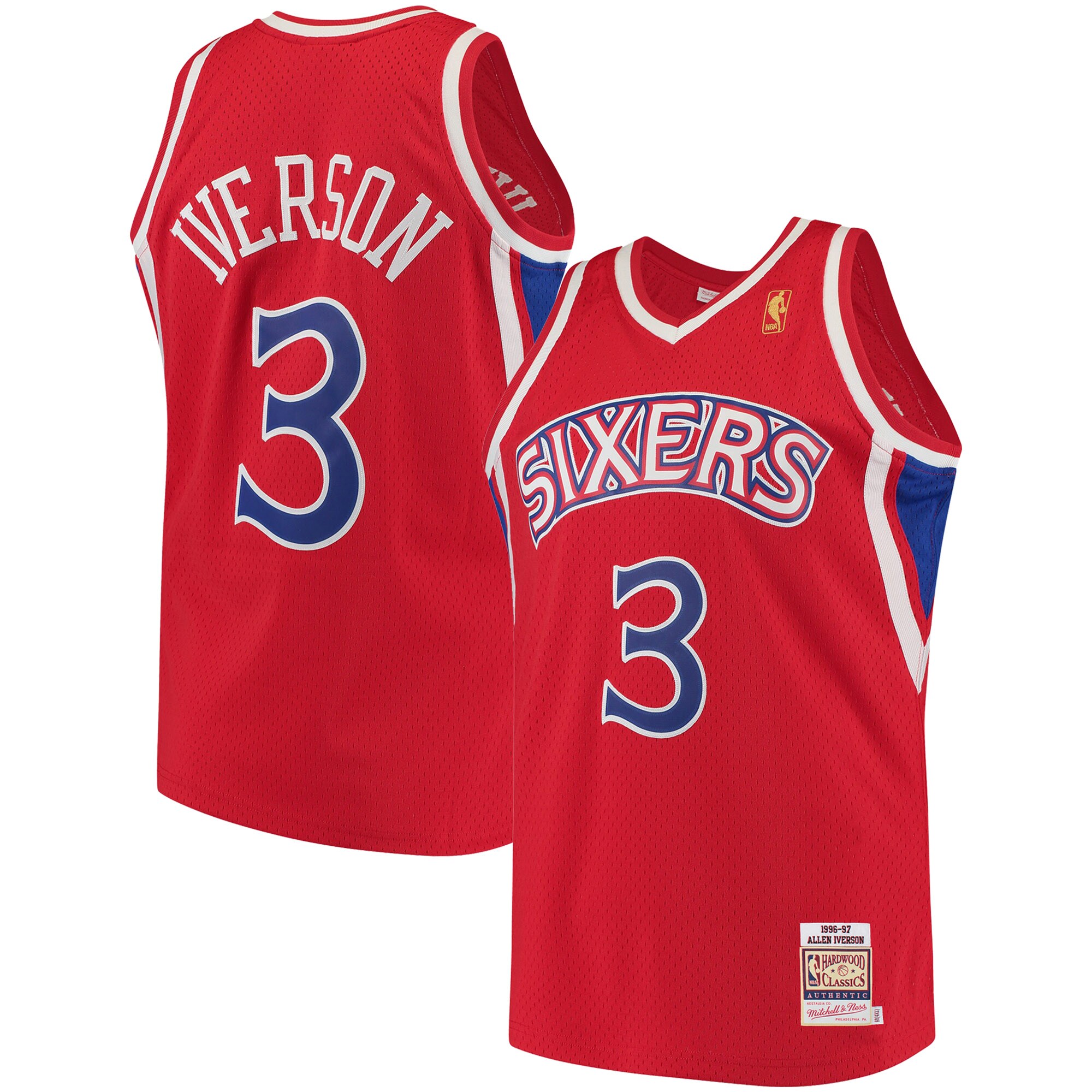 Allen Iverson Philadelphia 76ers Mitchell & Ness 1996\/97 Hardwood Classics Authentic Jersey - Red