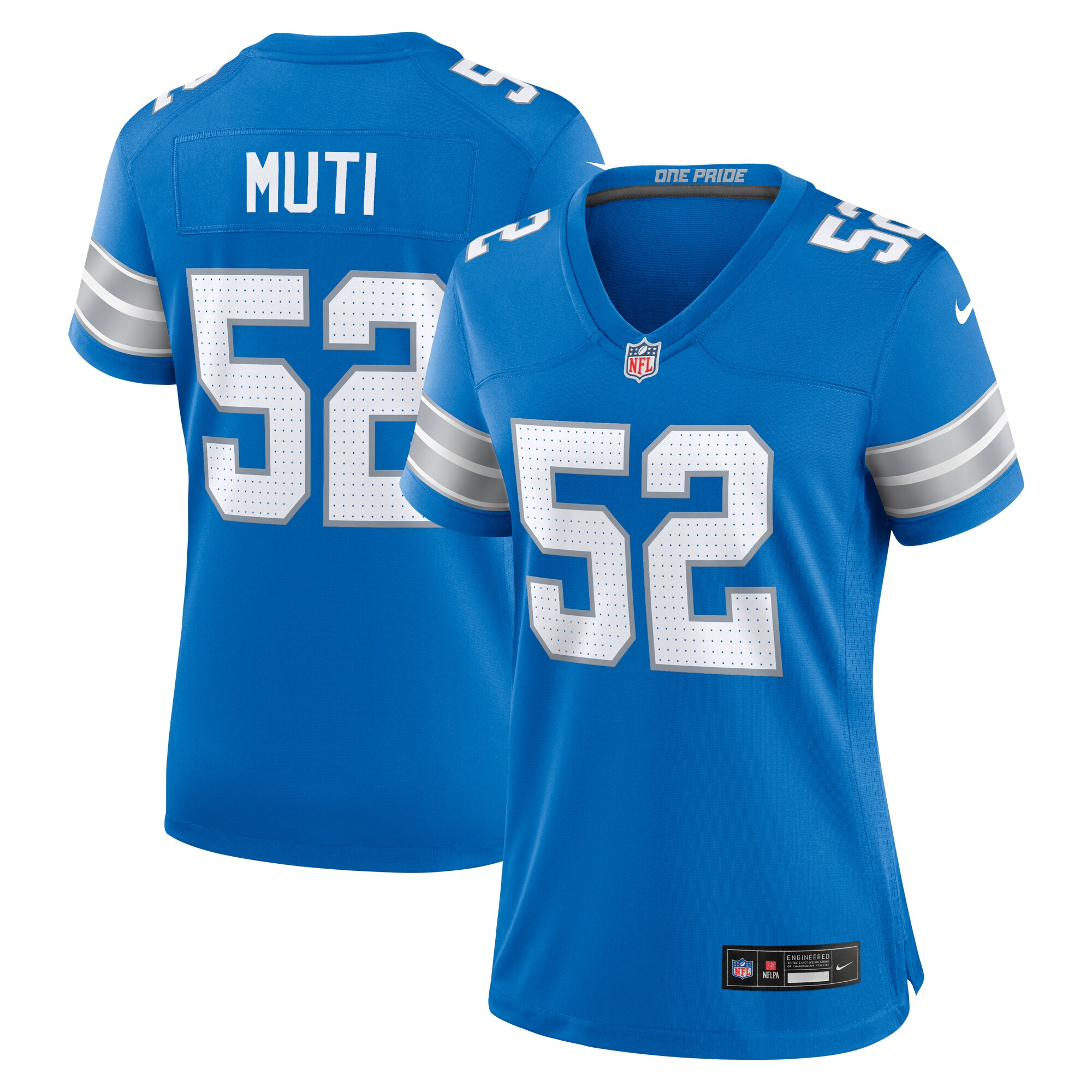 Netane Muti Detroit Lions  Women's Game Jersey -  Blue