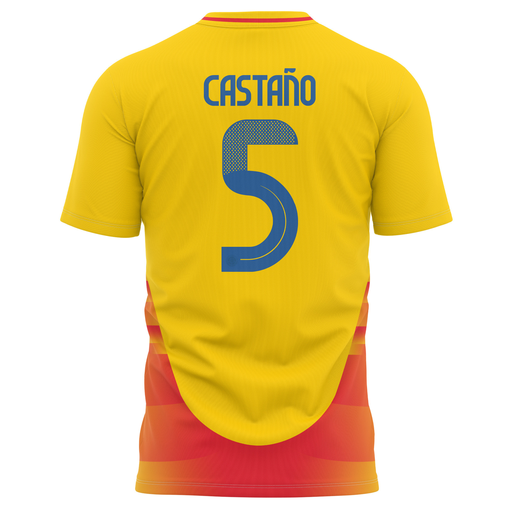 Kevin Castaño 5 Colombia National Team 2024 Home Kits AOP T-shirt - Yellow