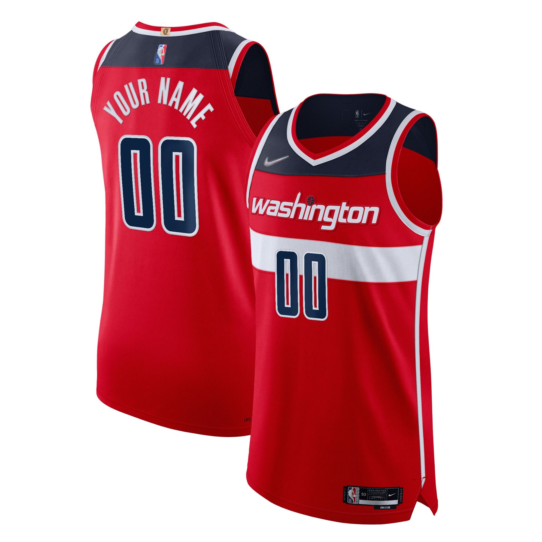 Washington Wizards  2021\/22 Diamond Authentic Custom Jersey - Icon Edition - Red