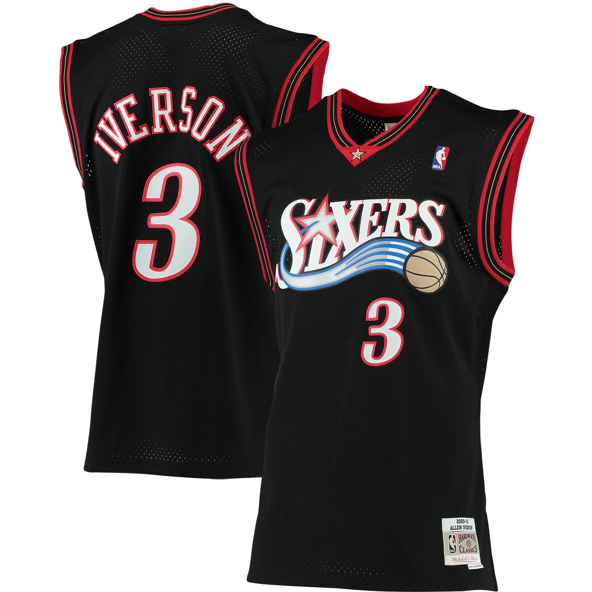 Allen Iverson Philadelphia 76ers Mitchell & Ness 2000\/01 Big & Tall Hardwood Classics Swingman Jersey - Black