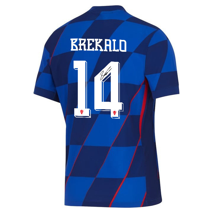 Josip Brekalo 14 Signed Croatia National Team 2024 Away Men Jersey Autographed - Navy