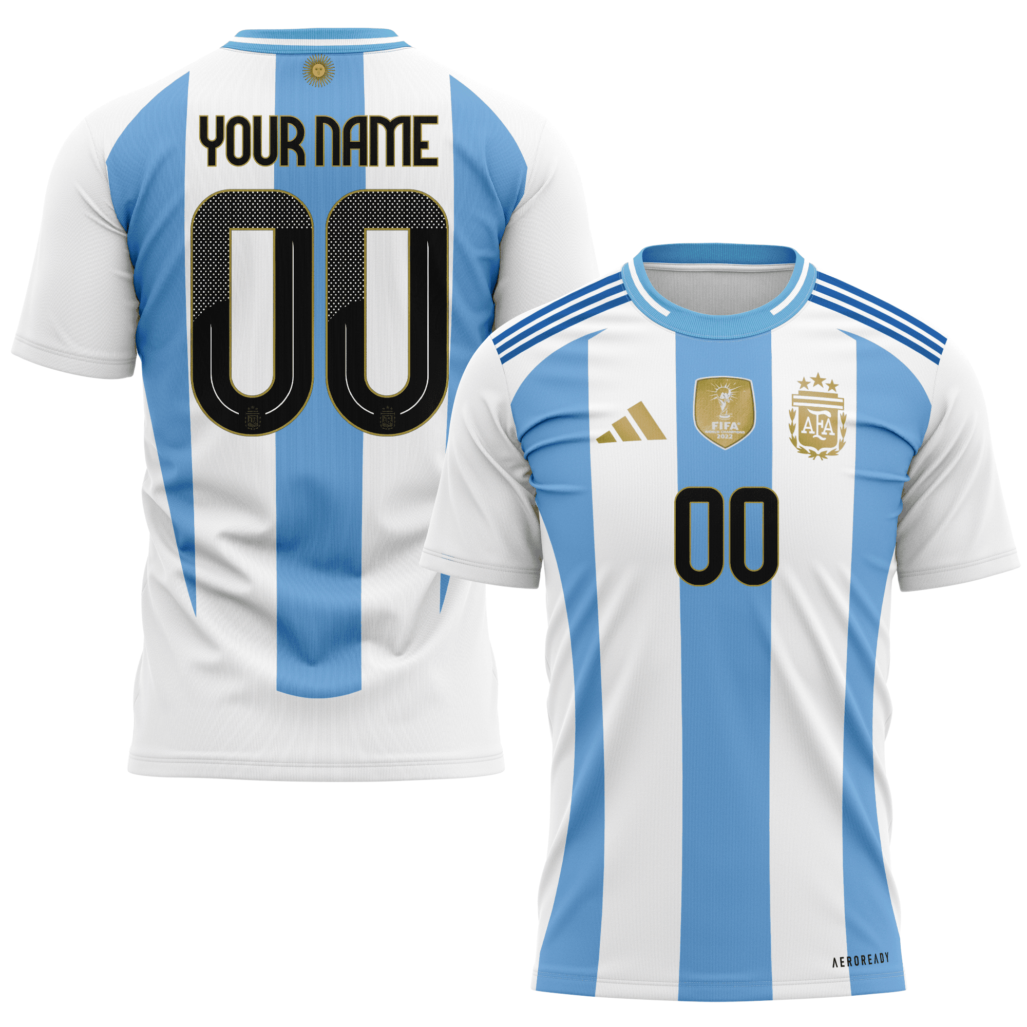 Argentina National Team 2024 Home Kits Custom AOP T-shirt - White