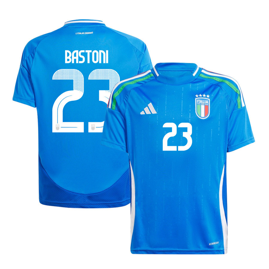 Alessandro Bastoni 23 Italy National Team 2024/25 Home YOUTH Jersey - Blue