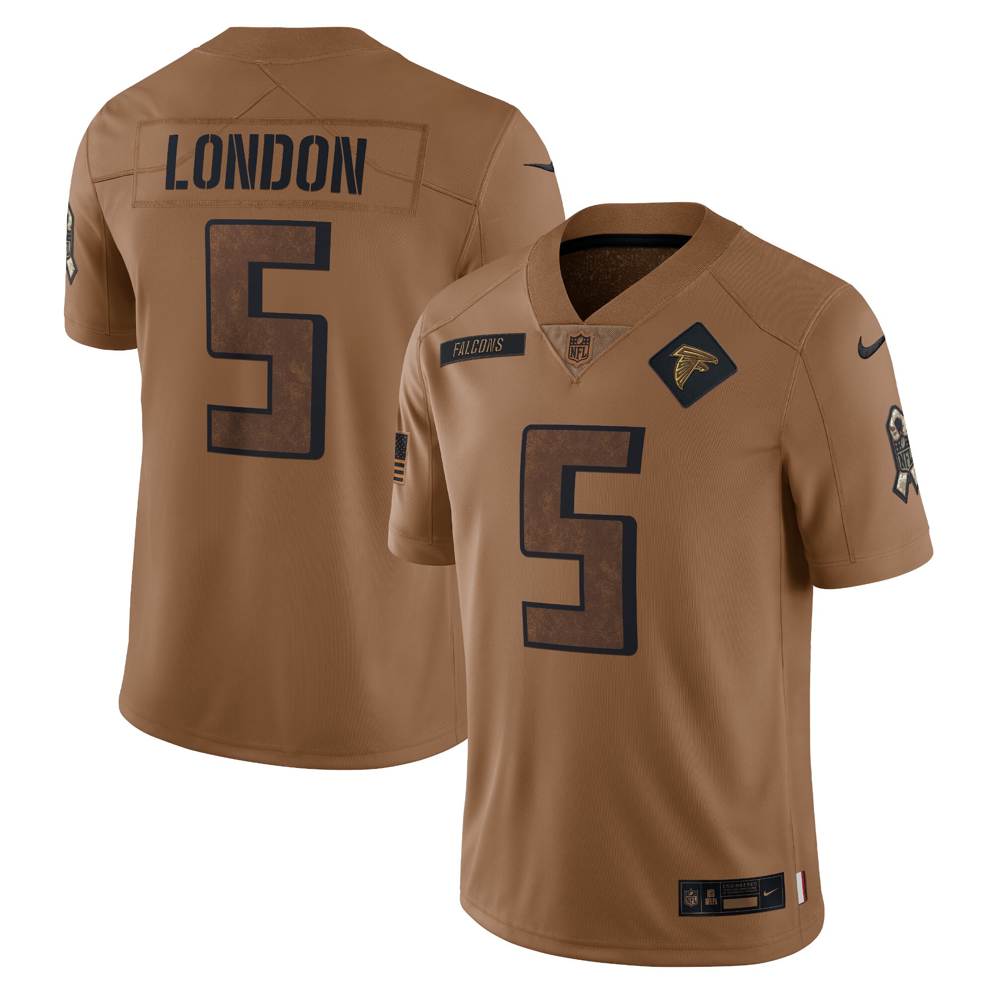Drake London Atlanta Falcons  2023 Salute To Service Limited Jersey - Brown