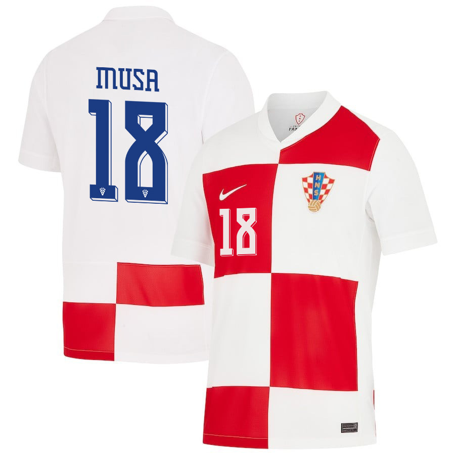 Petar Musa 18 Croatia National Team 2024 Home Men Jersey - White