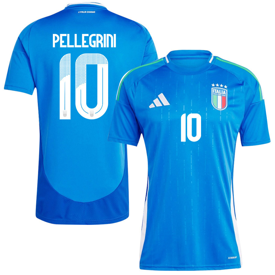 Lorenzo Pellegrini 10 Italy National Team 2024/25 Home Men Jersey - Blue