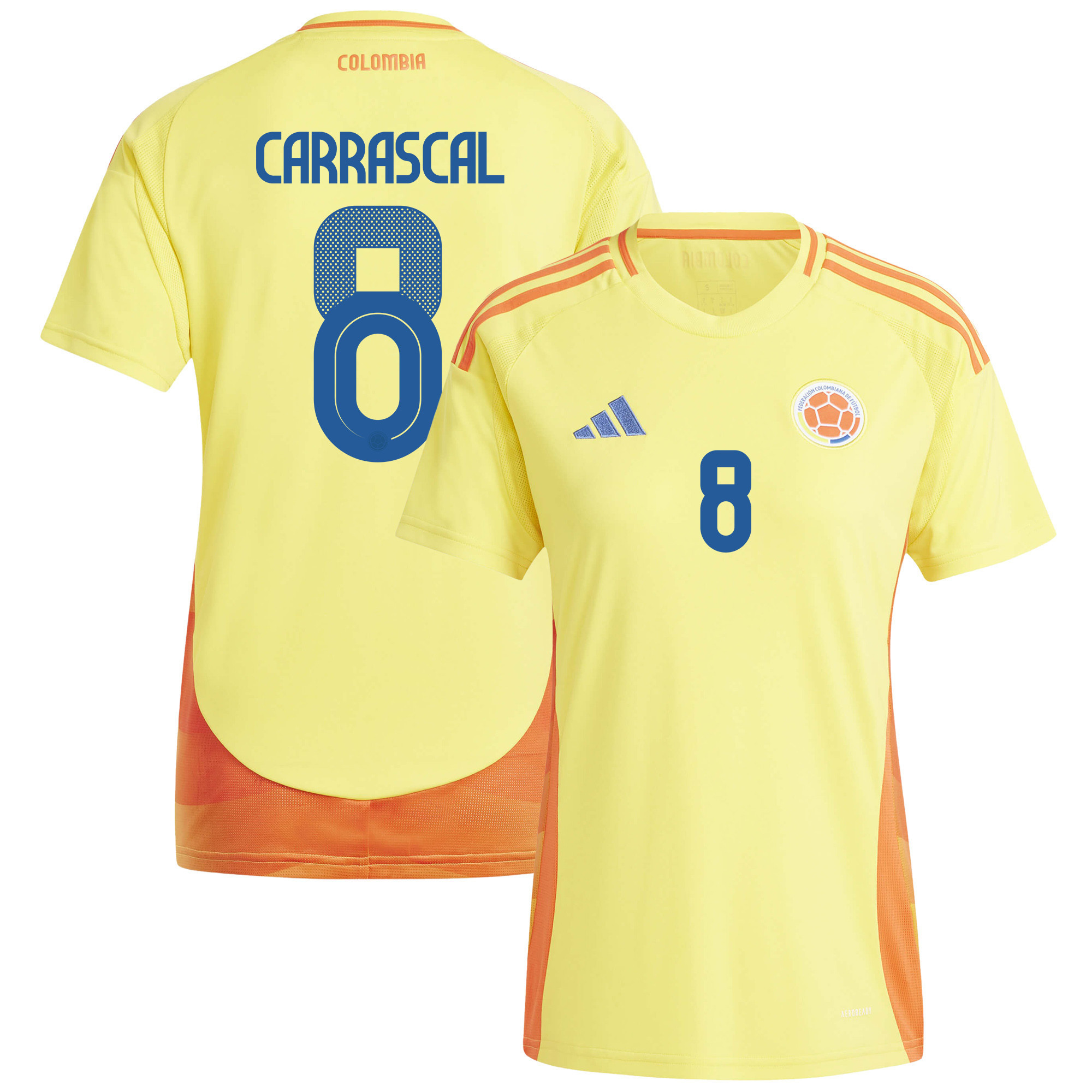 Jorge Carrascal 8 Colombia National Team 2024/25 Home Women Jersey - Yellow