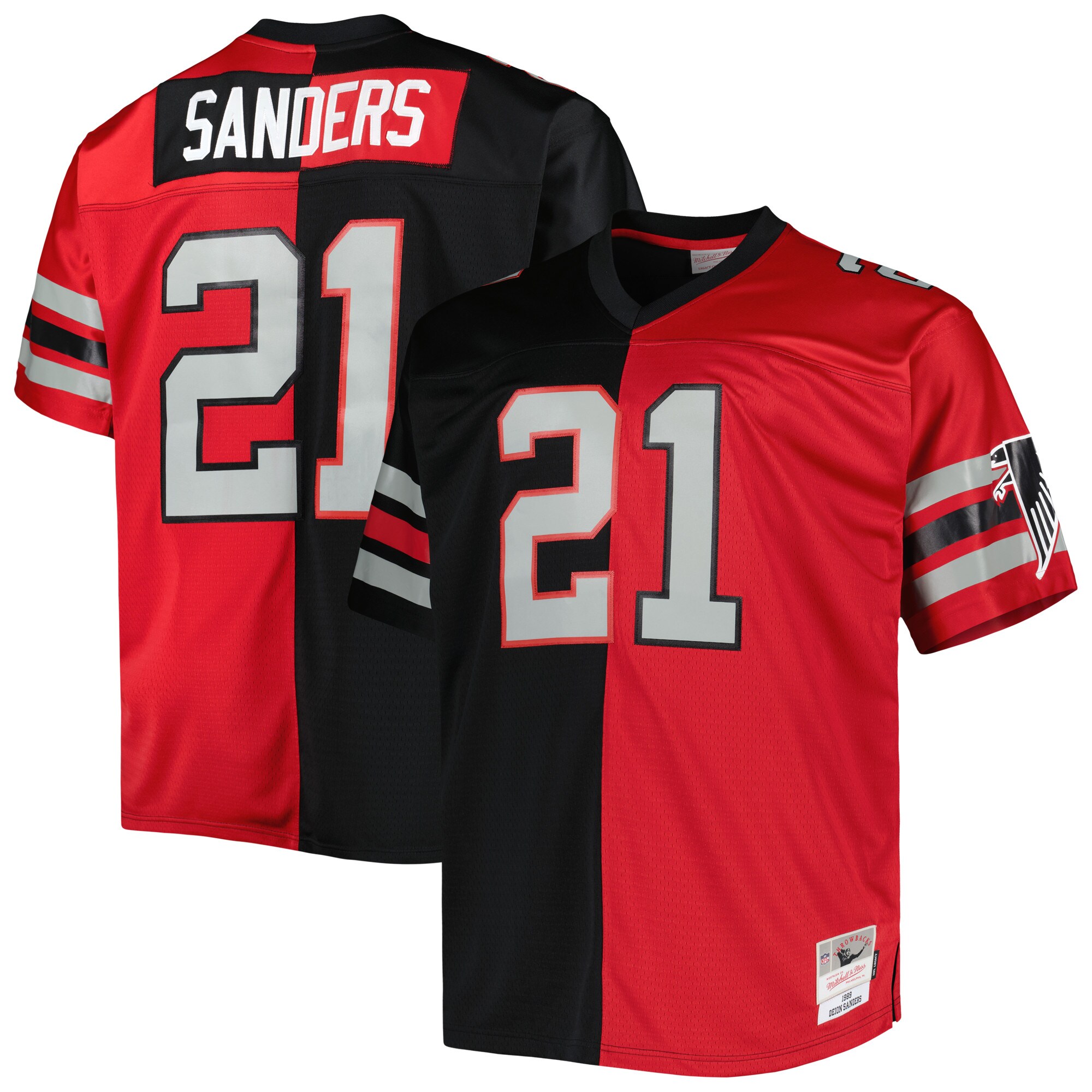 Deion Sanders Atlanta Falcons Mitchell & Ness Big & Tall Split Legacy Retired Player Replica Jersey - Black\/Red