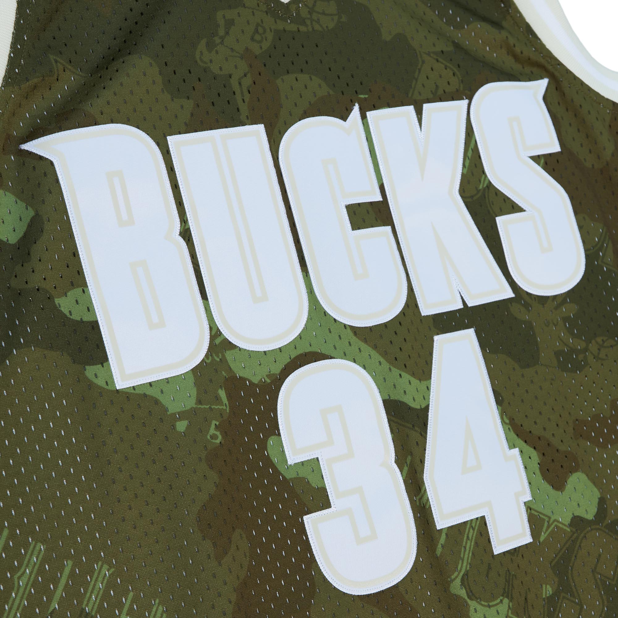 Ray Allen Milwaukee Bucks Mitchell & Ness Hardwood Classics 2000\/01 Ghost Green Swingman Jersey - Camo