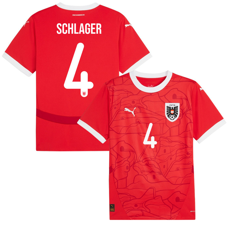 Xaver Schlager 4 Austria National Team 2024/25 Home Men Jersey - Red