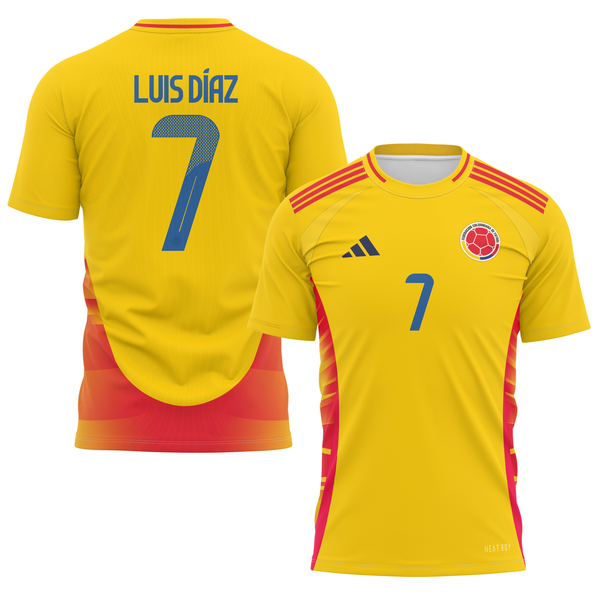 Luis Díaz 7 Colombia National Team 2024 Home Kits AOP T-shirt - Yellow
