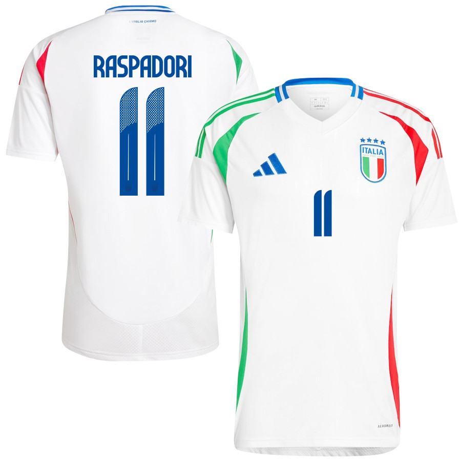 Giacomo Raspadori 11 Italy National Team 2024/25 Away Men Jersey - White