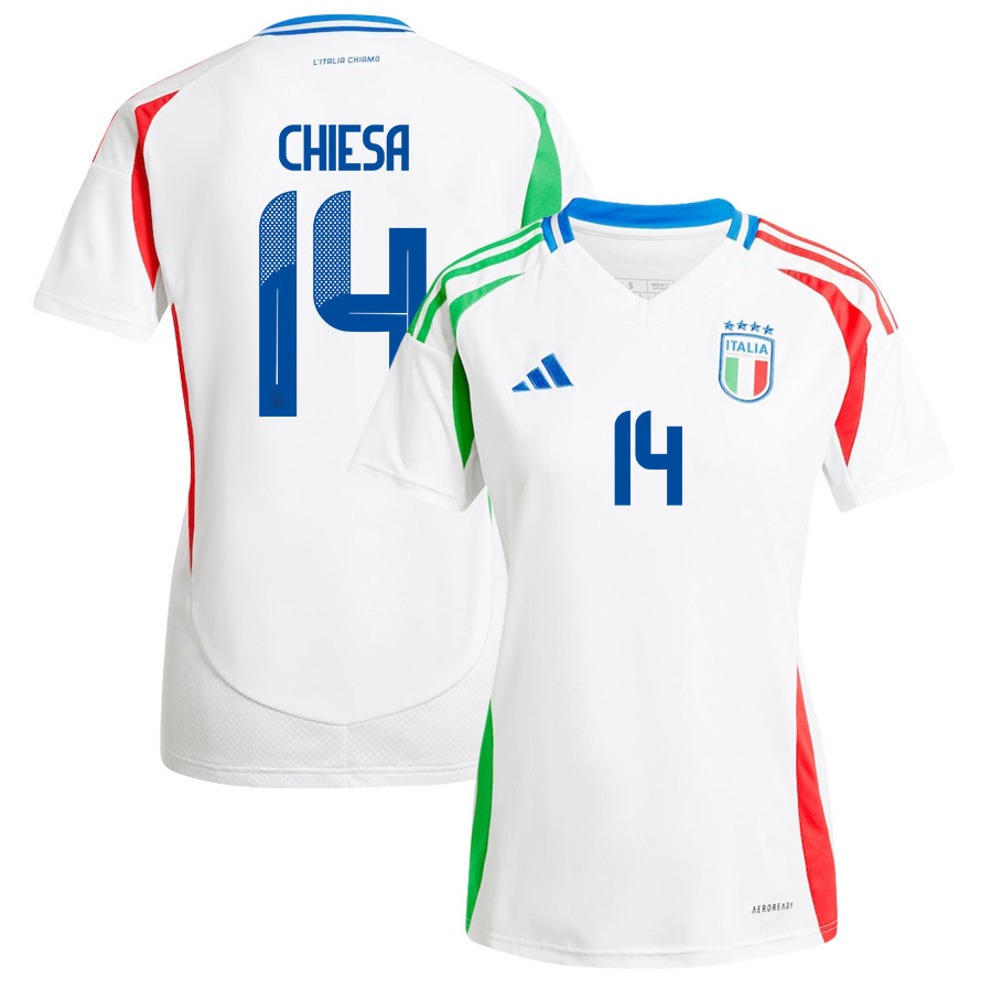 Federico Chiesa 14 Italy National Team 2024/25 Away Women Jersey - White
