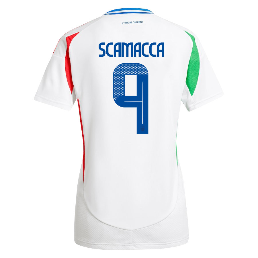 Gianluca Scamacca 9 Italy National Team 2024/25 Away Women Jersey - White