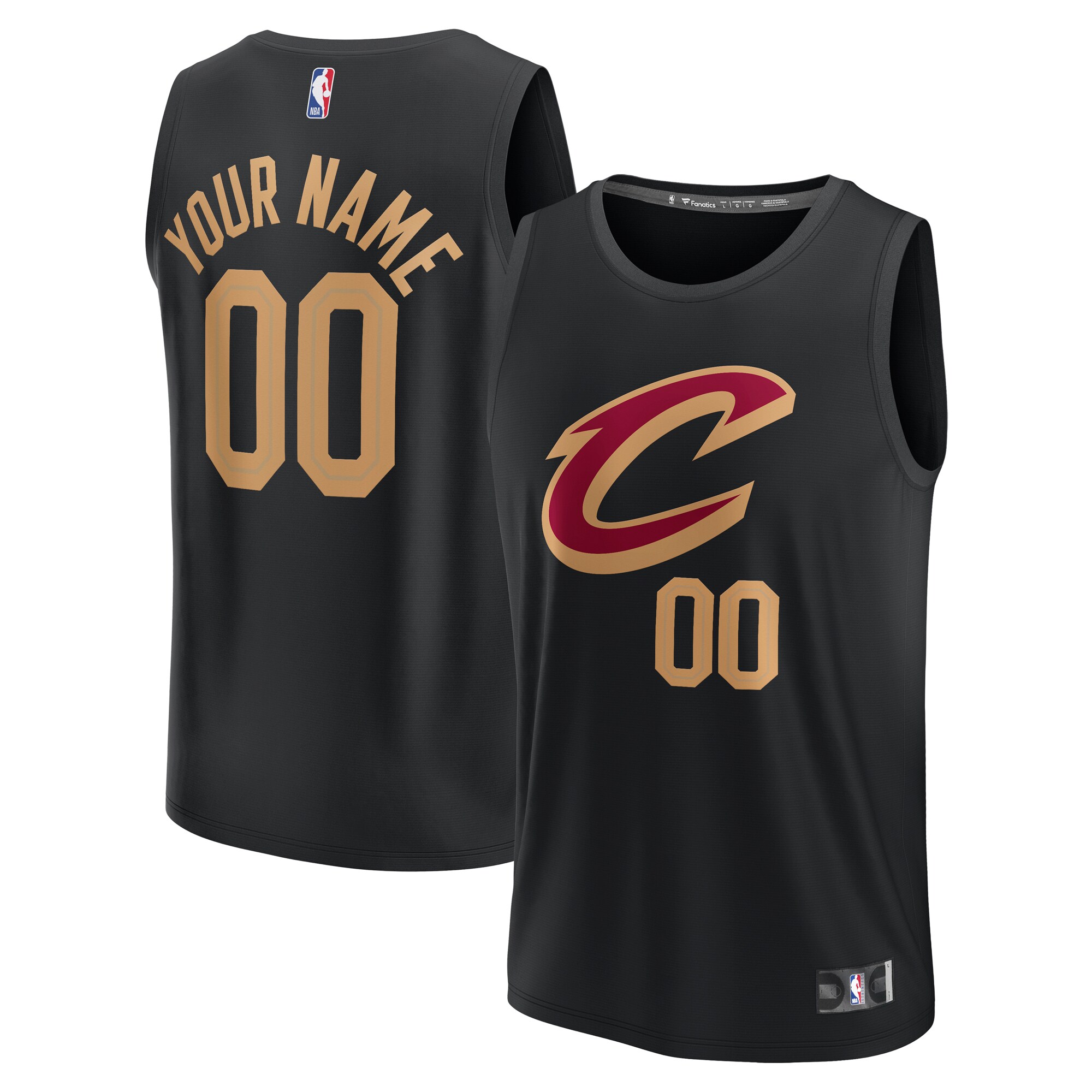 Cleveland Cavaliers Fanatics Youth Fast Break Replica Custom Jersey - Statement Edition - Black