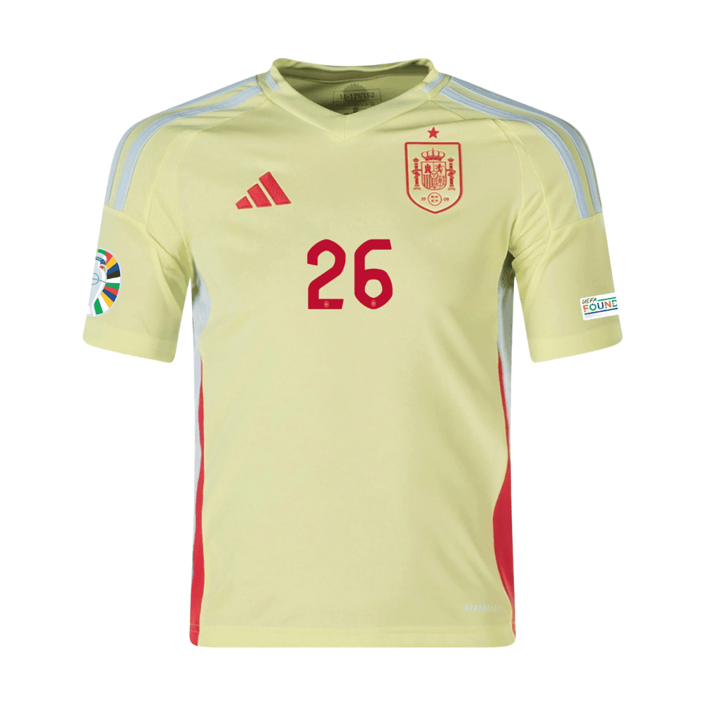 Pedri 26 Spain National Team 2024 Away YOUTH Jersey - Yellow