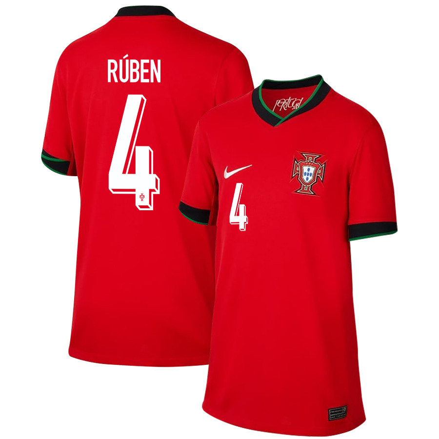 Rúben Dias 4 Portugal National Team 2024/25 Home YOUTH Jersey - Red