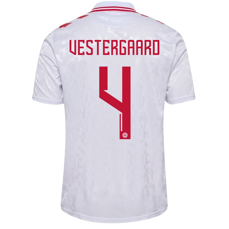 Jannik Vestergaard 4 Denmark National Team 2024/25 Away Men Jersey - White