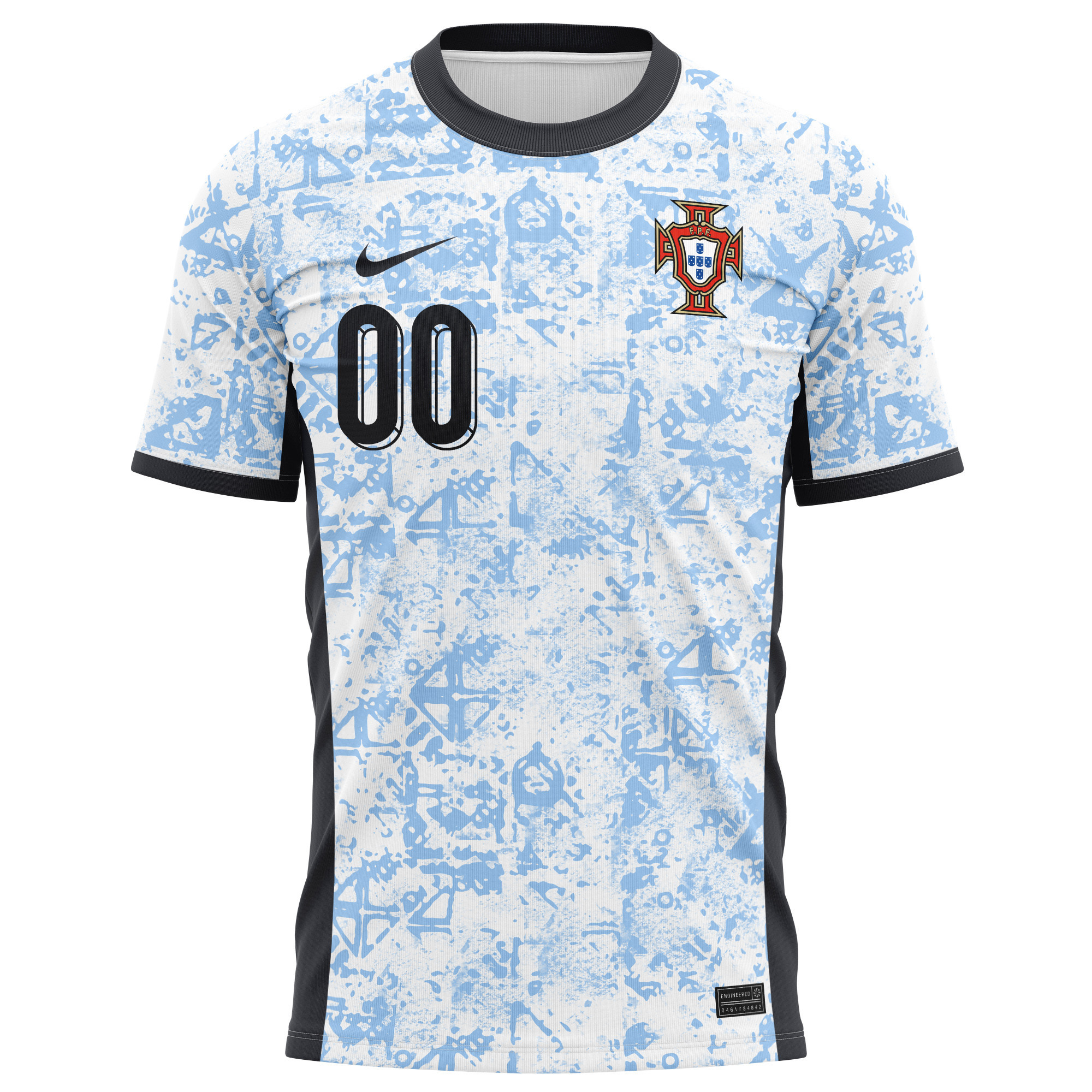 Portugal National Team 2024/25 Away Kits Custom AOP T-shirt - Cream/Blue