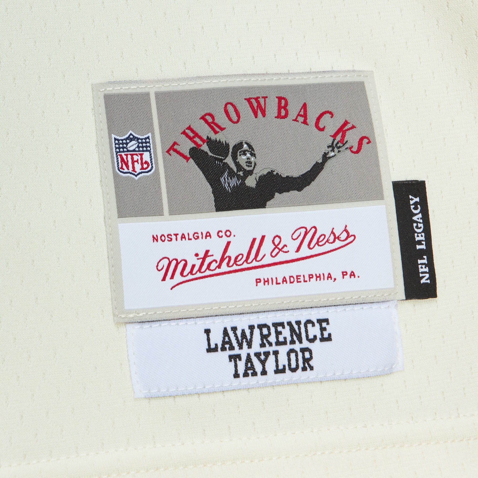 Lawrence Taylor New York Giants Mitchell & Ness Chainstitch Legacy Jersey - Cream