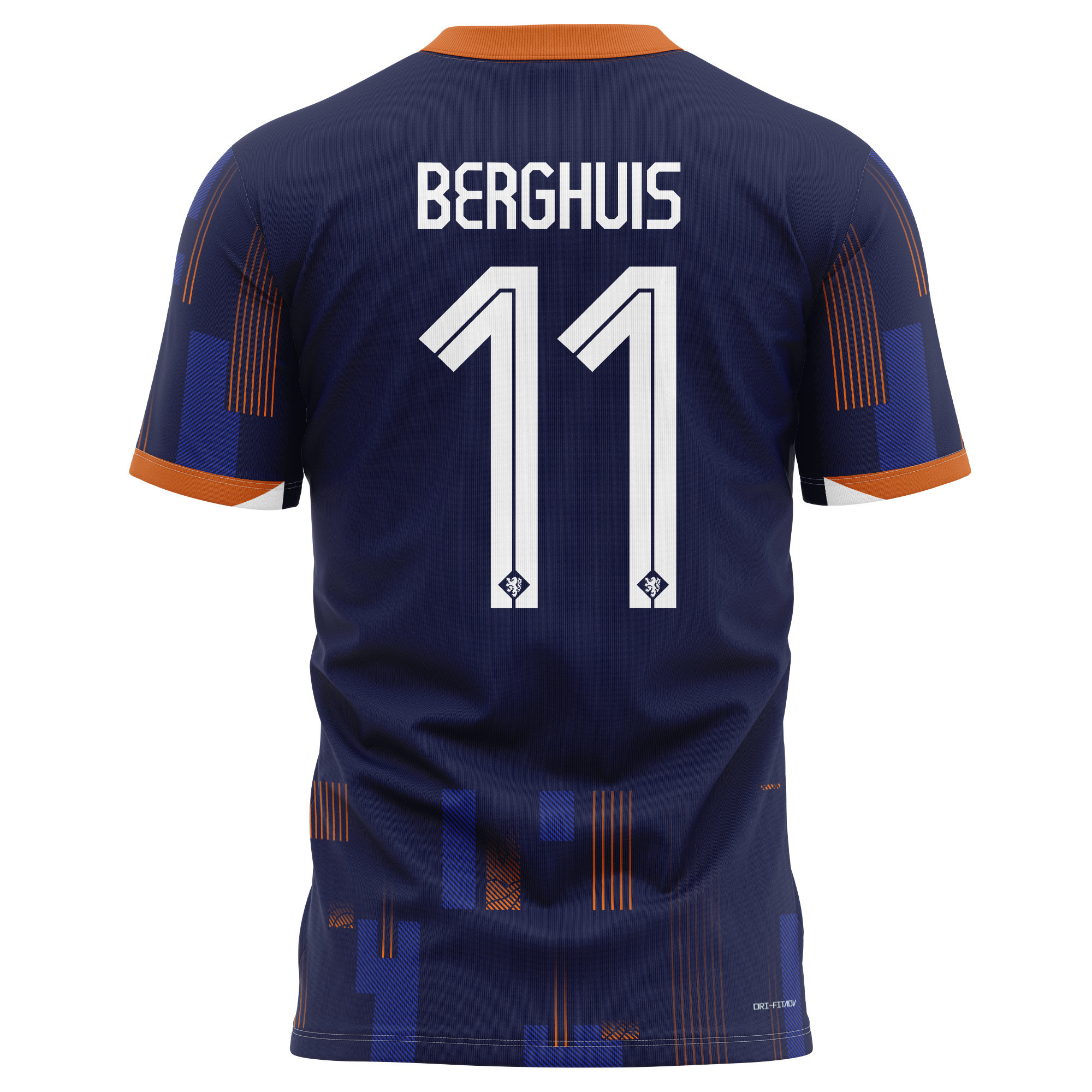 Steven Berghuis 11 Netherlands National Team 2024 Away Kits AOP T-shirt - Navy