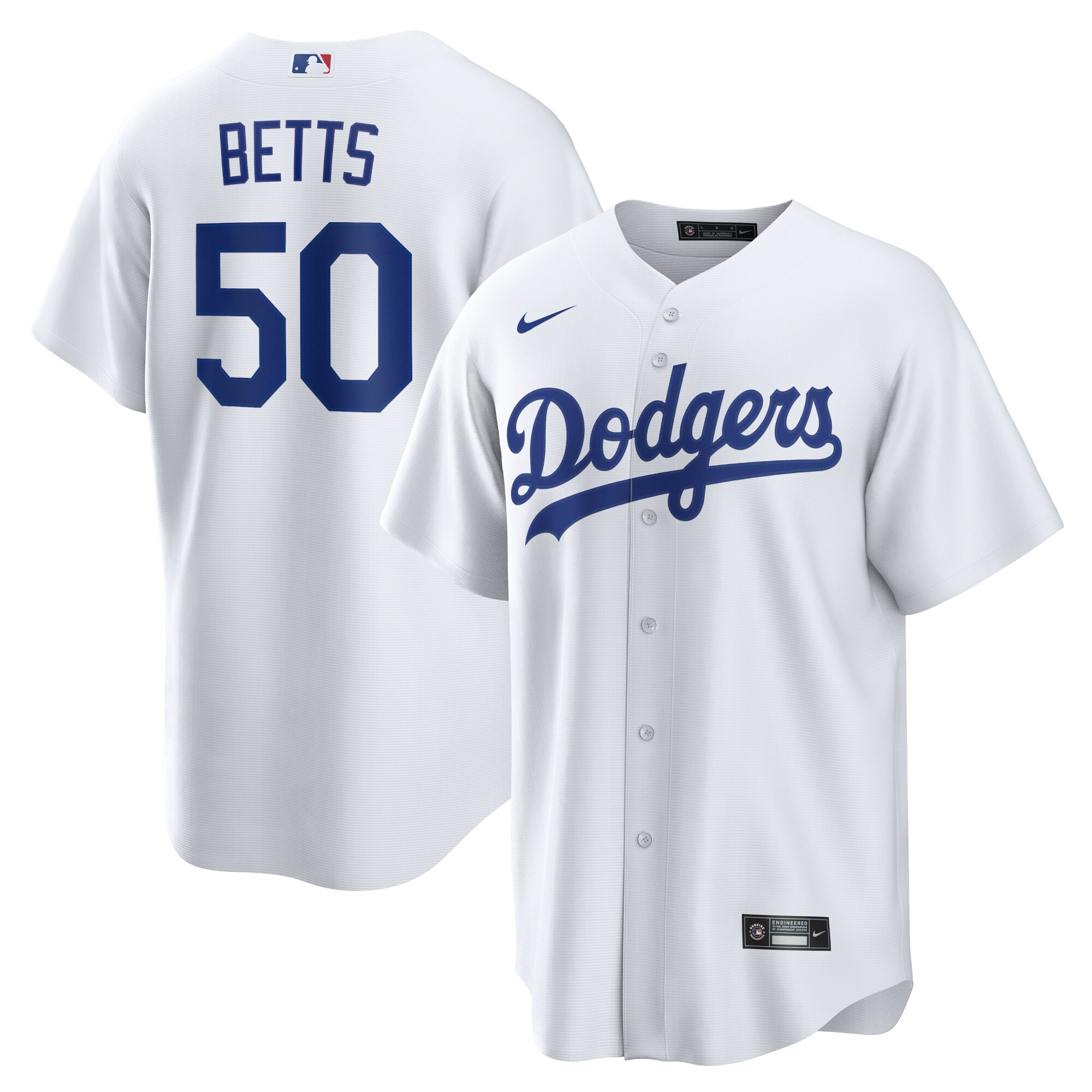 Mookie Betts Los Angeles Dodgers  Home Replica Player Name Jersey - White