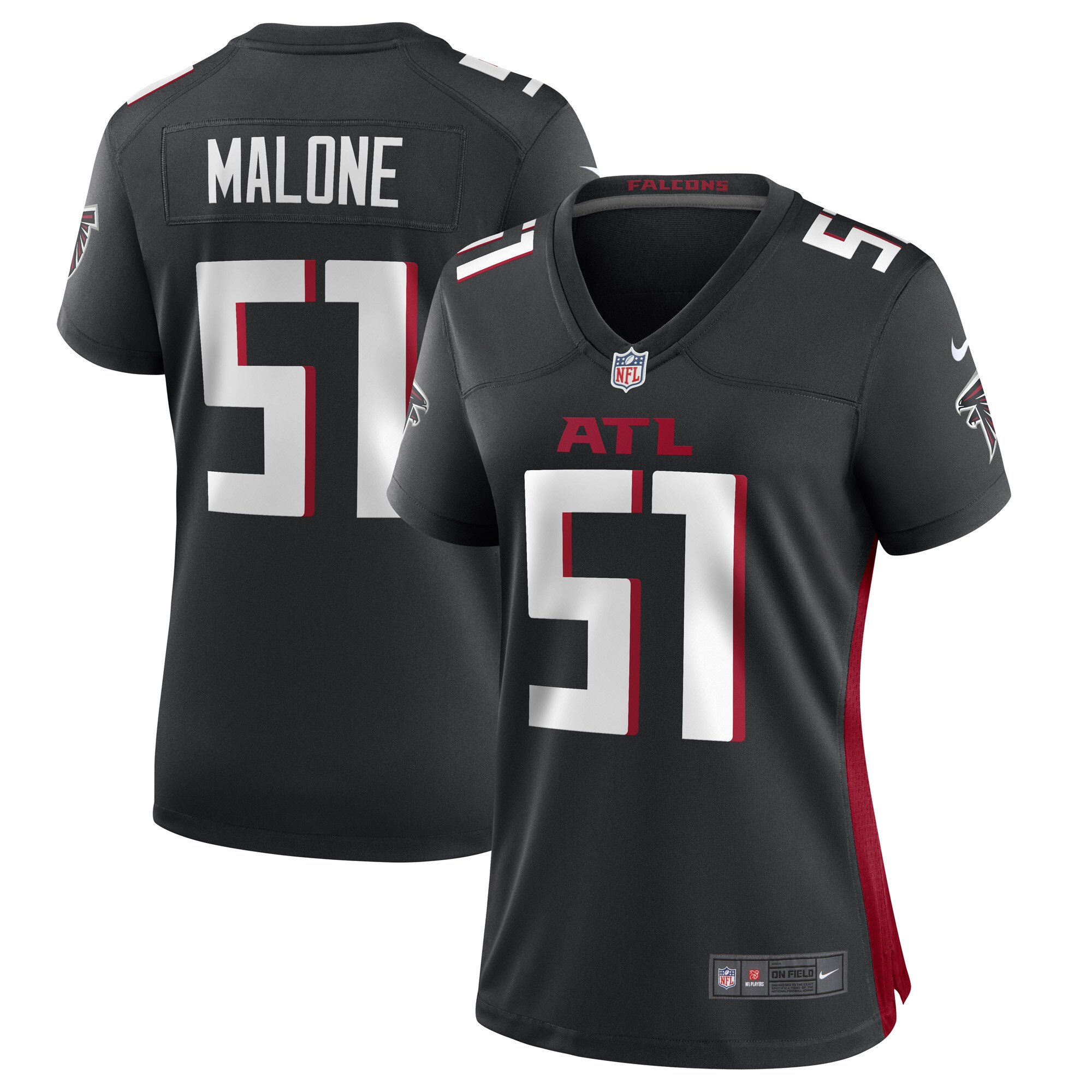 DeAngelo Malone Atlanta Falcons  Women's Game Player Jersey - Black