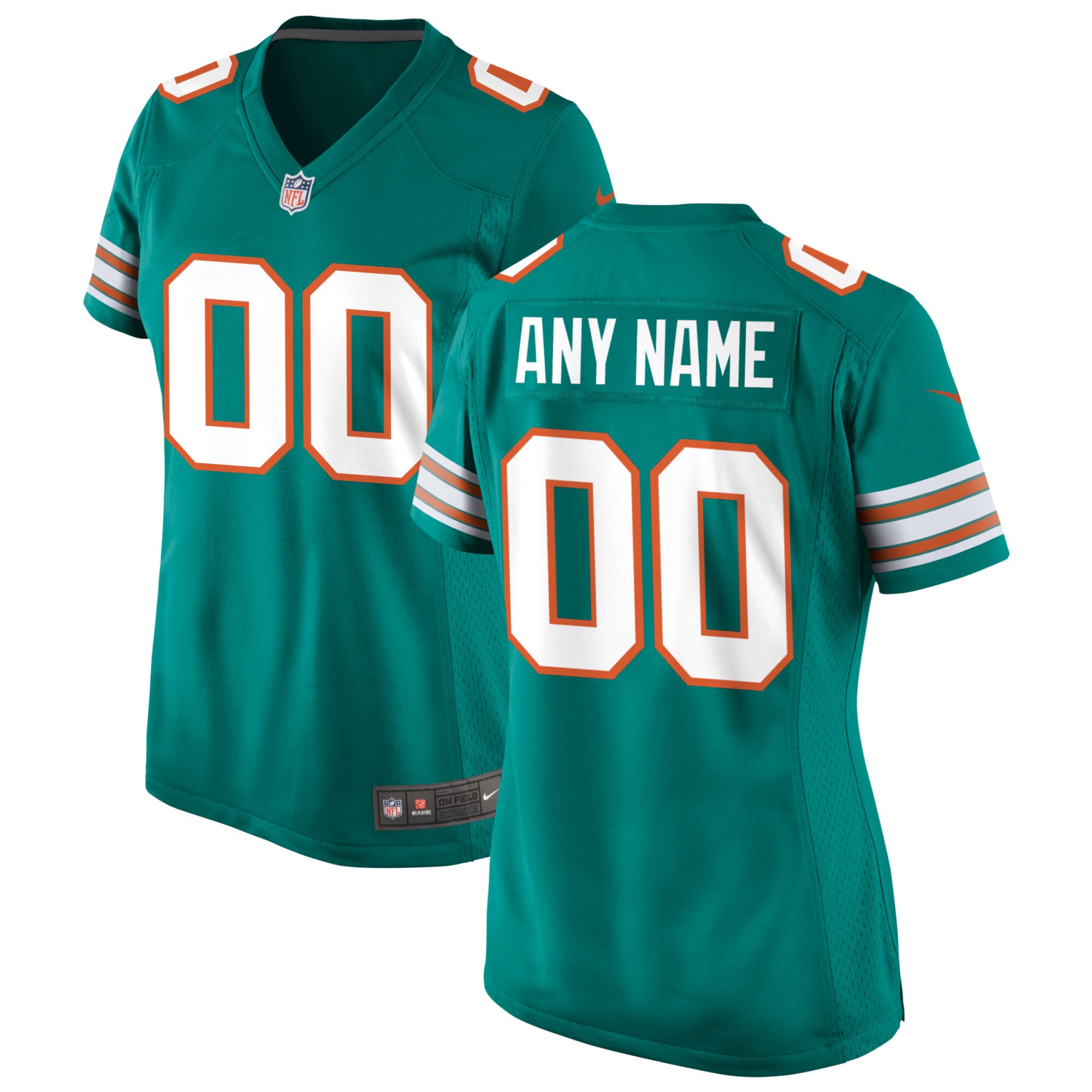Miami Dolphins  Women's Alternate Custom Game Jersey - Aqua