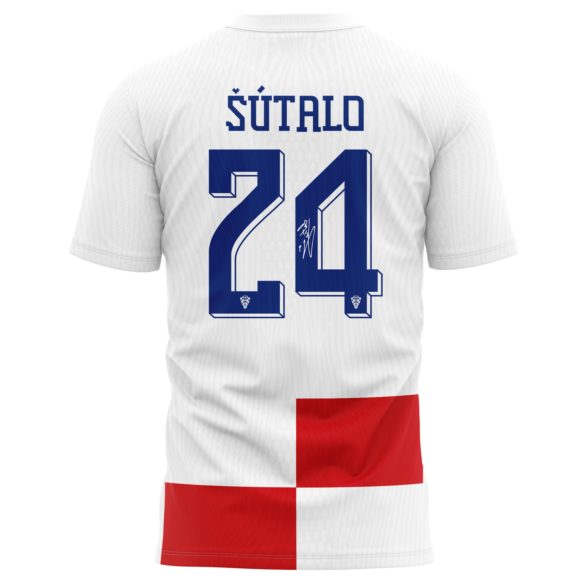 Josip Šutalo 24 Signed Croatia National Team 2024/25 Home Kits AOP T-shirt Autographed - White