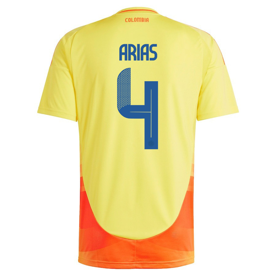 Santiago Arias 4 Colombia National Team 2024/25 Home Men Jersey - Yellow