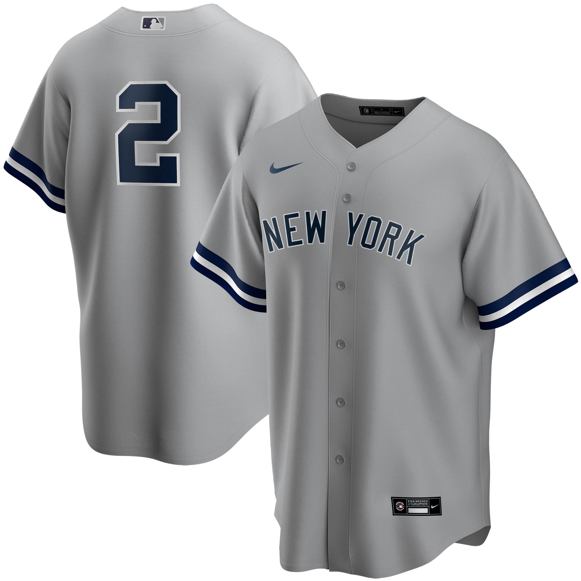 Derek Jeter New York Yankees  Road Replica Player Jersey - Gray