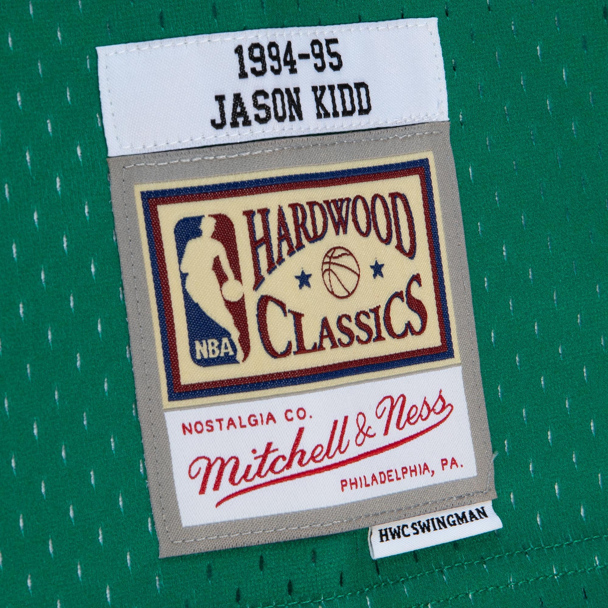 Jason Kidd Dallas Mavericks Mitchell & Ness 1994\/95 Hardwood Classics Fadeaway Swingman Player Jersey - Green\/Navy