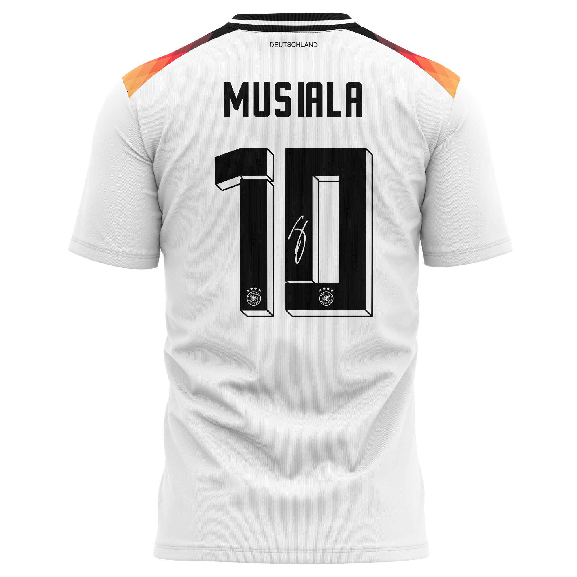 Jamal Musiala 10 Signed Germany National Team 2024 Home Kits AOP T-shirt Autographed- White