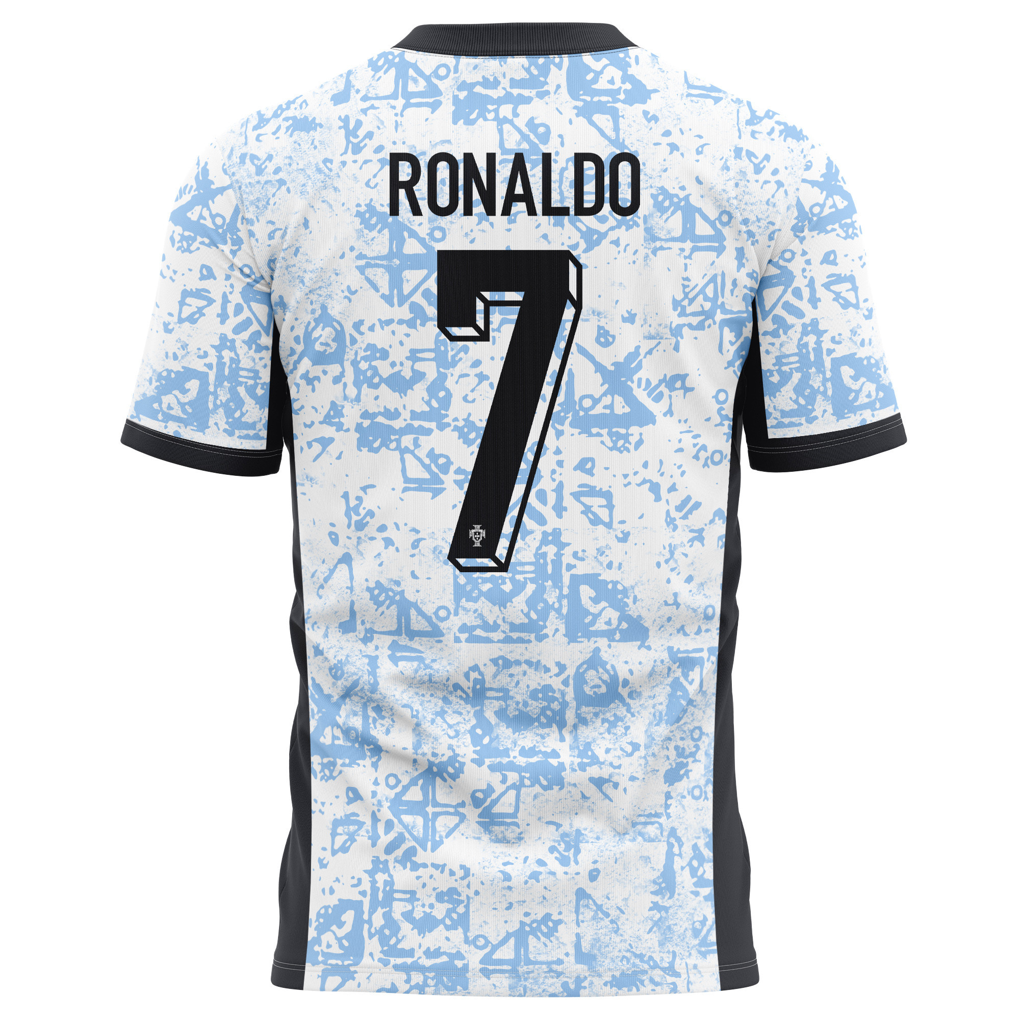 Cristiano Ronaldo 7 Portugal National Team 2024/25 Away Kits AOP T-shirt - Cream/Blue