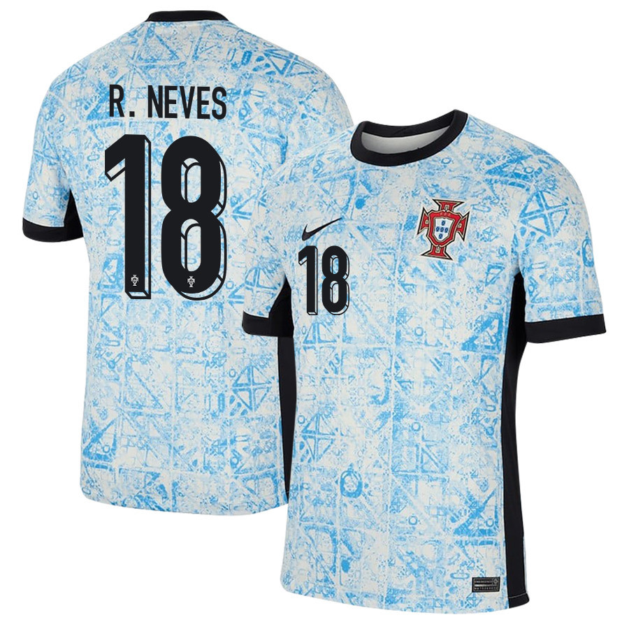 Rúben Neves 18 Portugal National Team 2024/25 Away Men Jersey - Cream/Blue