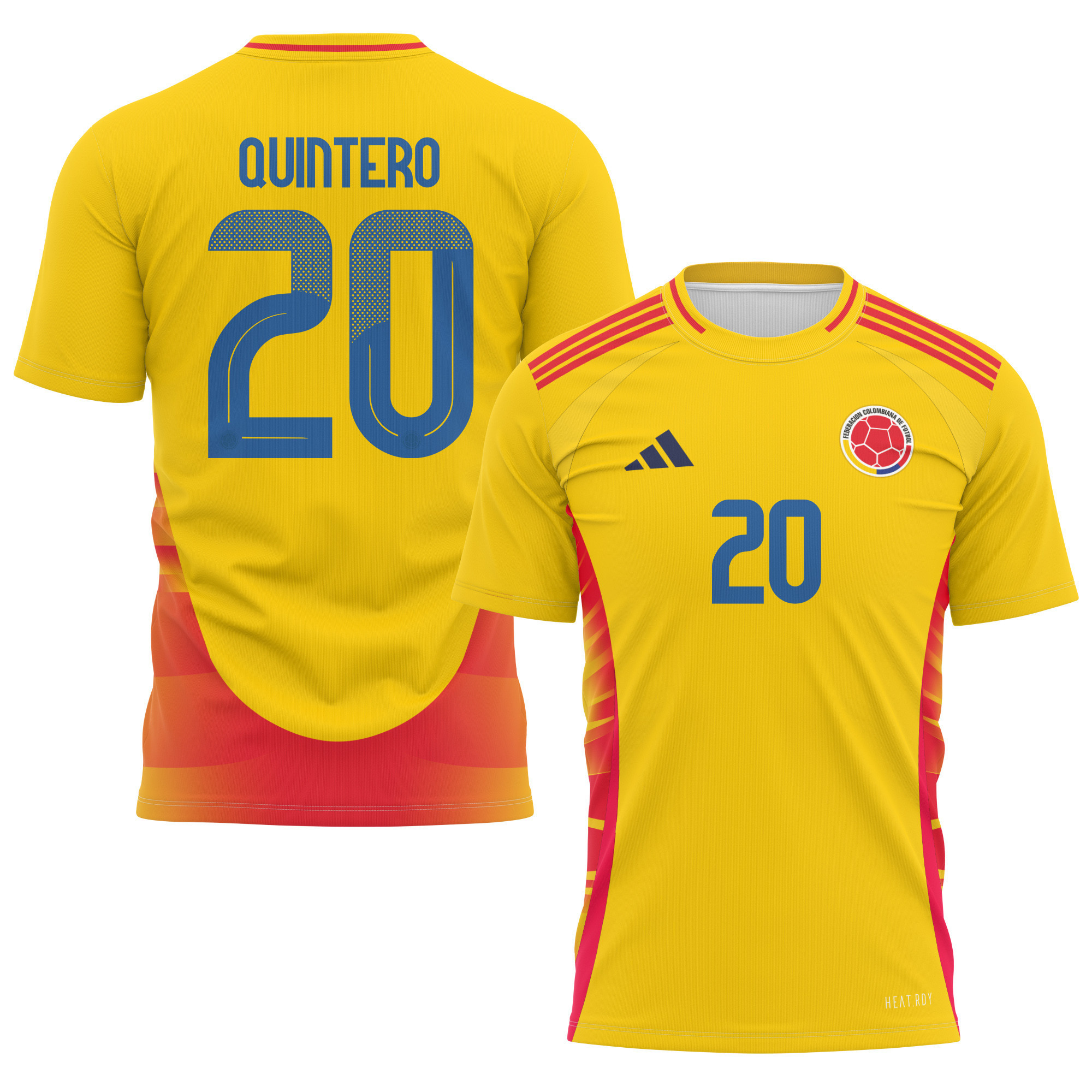 Juan Quintero 20 Colombia National Team 2024 Home Kits AOP T-shirt - Yellow